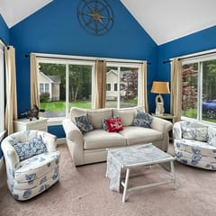 Seaglass Village Unit 182: 2BR in Wells, featuring a King bed and bunk beds for 4 guests.